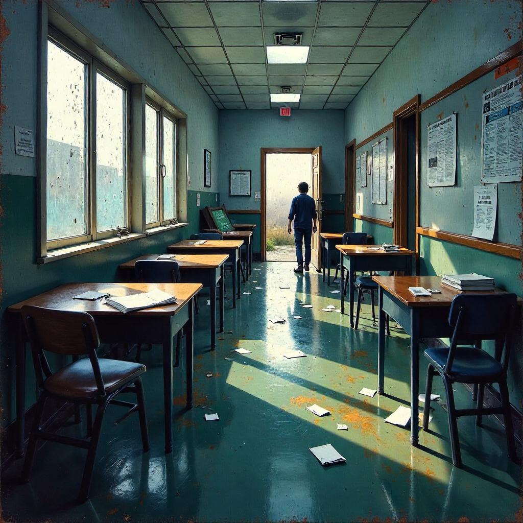 Hurricane in a School: An Impasto Oil Painting