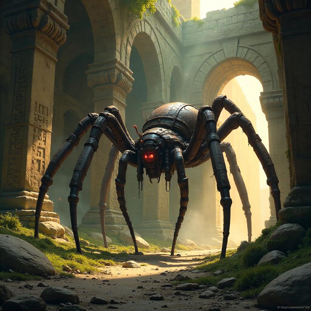Colossal Spider in Ancient Ruins - Concept Art
