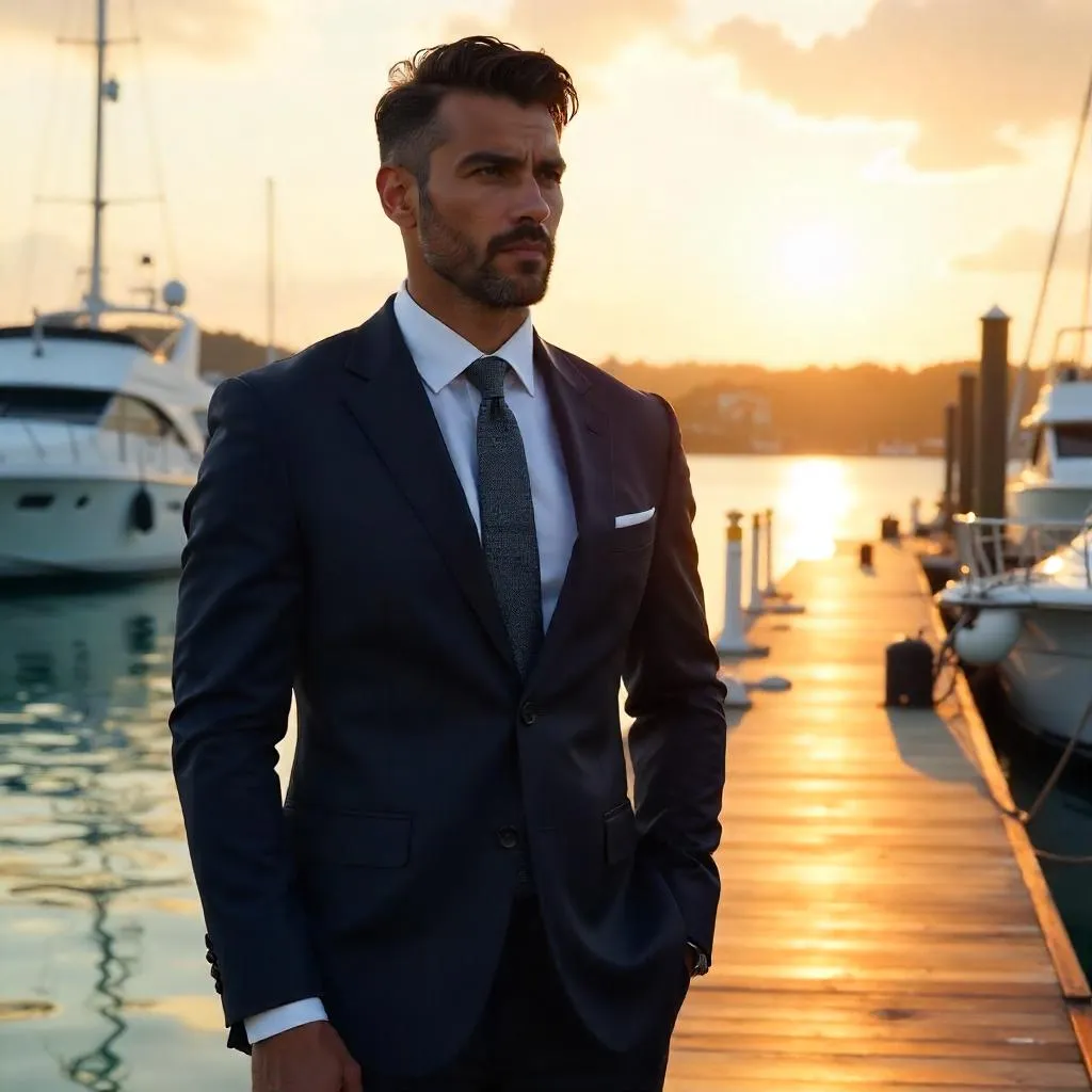 Photorealistic Latino Professional at the Marina