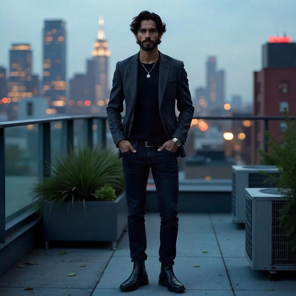 Stylish Latino Man on Rooftop 3D Render