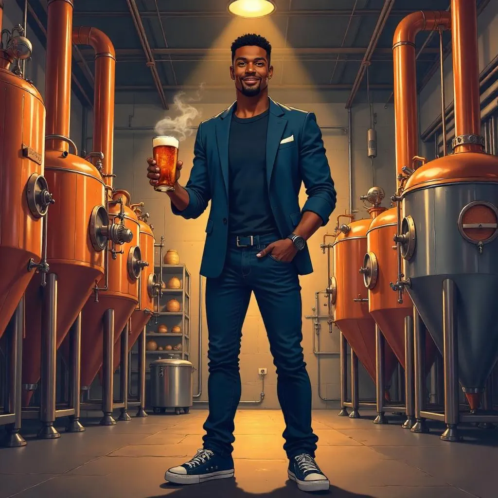 Confident Black Man in Anime Brewmaster Vibe