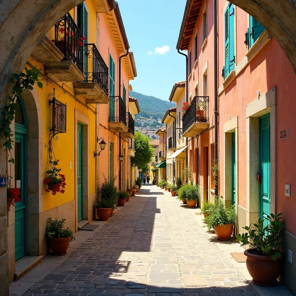Colorful Alley in Menton's Old Town
