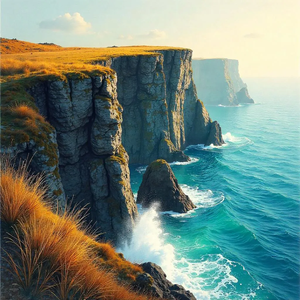 Watercolor Cliff Inside a Holodeck