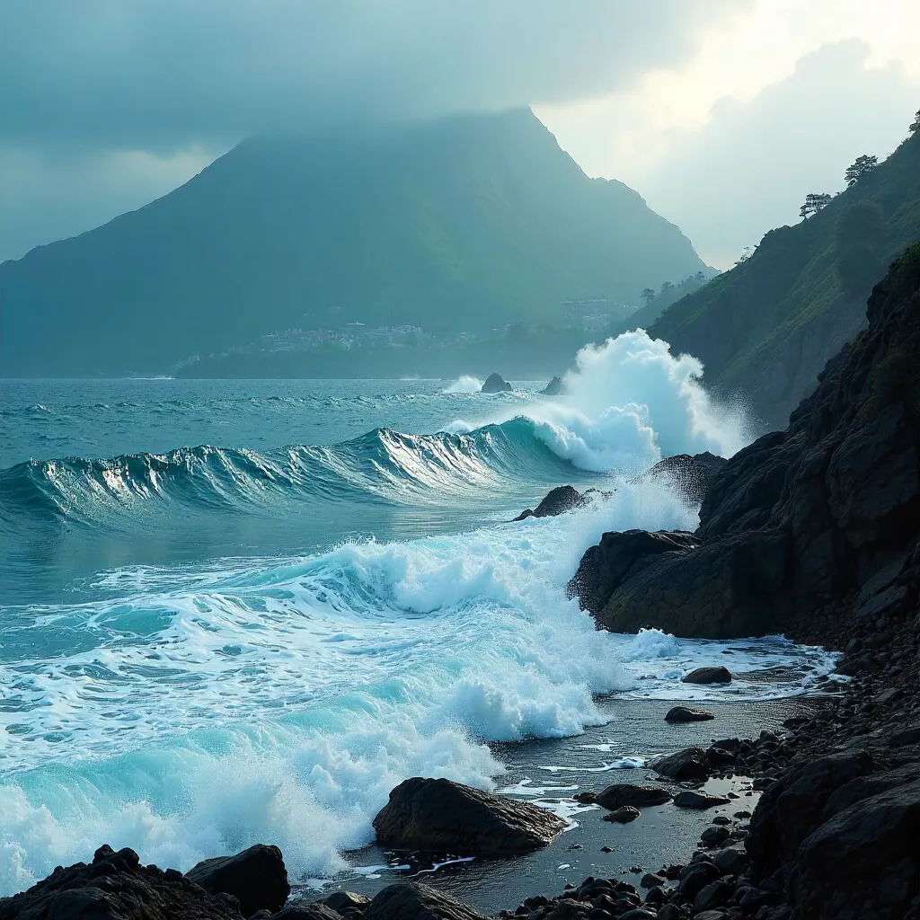 Mist-Driven Waves over Hualien Rock