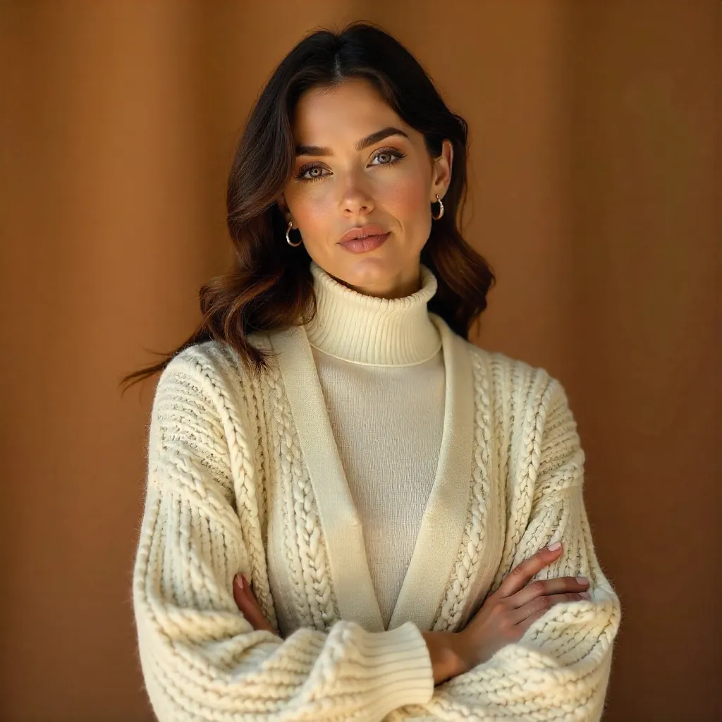 Elegant Portrait in Warm Knitwear: Modern Fashion