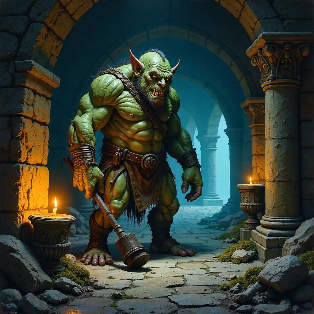 Troll in the Crypt: An Oil Painting