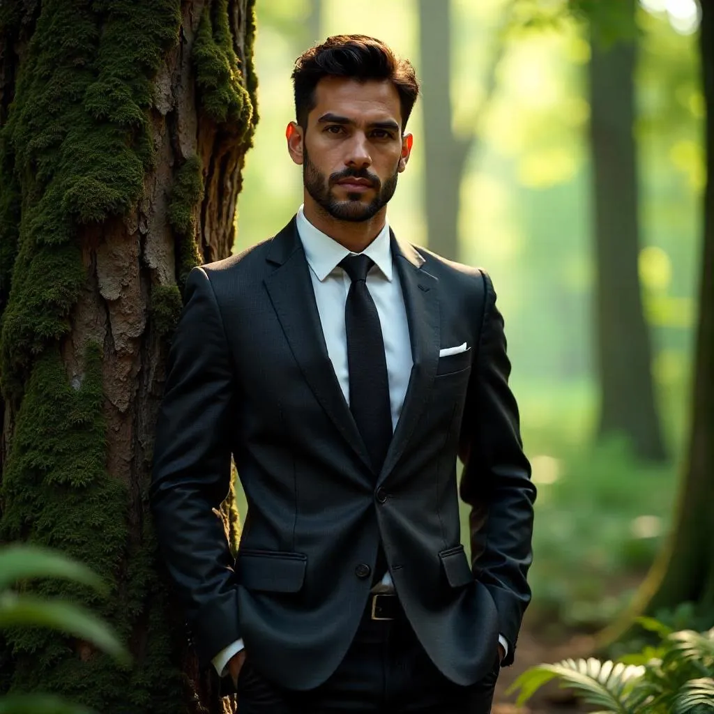 Photorealistic Latino Professional in a Forest