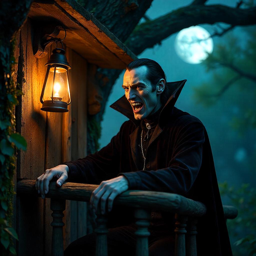 Moonlit Vampire in a Treehouse