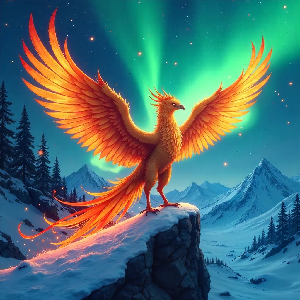 Aurora Phoenix under the Northern Lights (Anime)