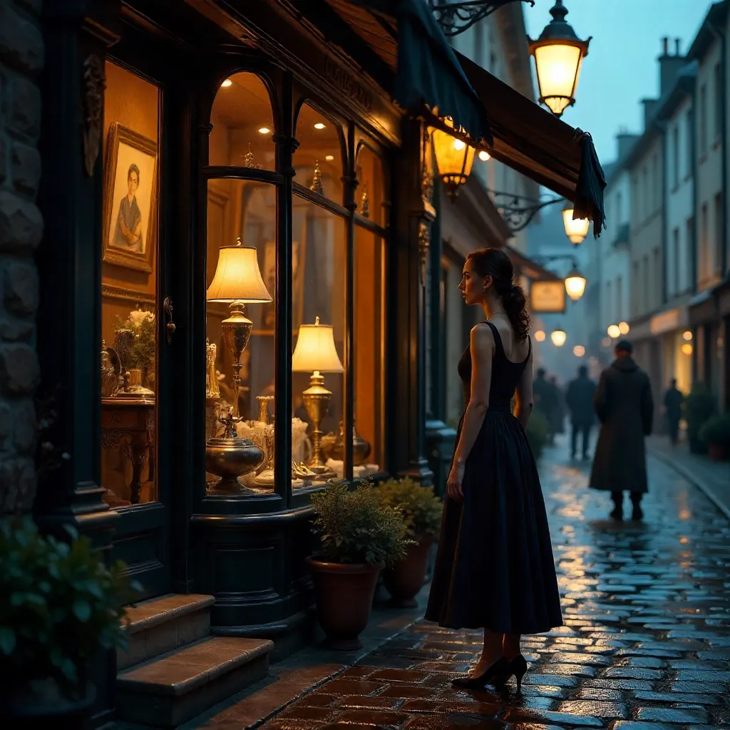 Gazing at the Antique Window: Woman in Black