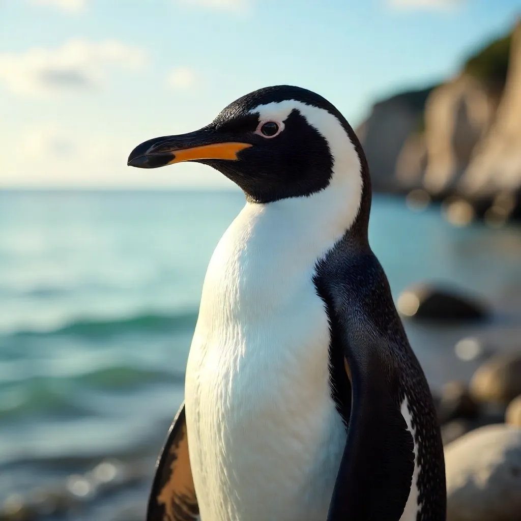 Close-Up Humboldt Penguin by Tranquil Shore