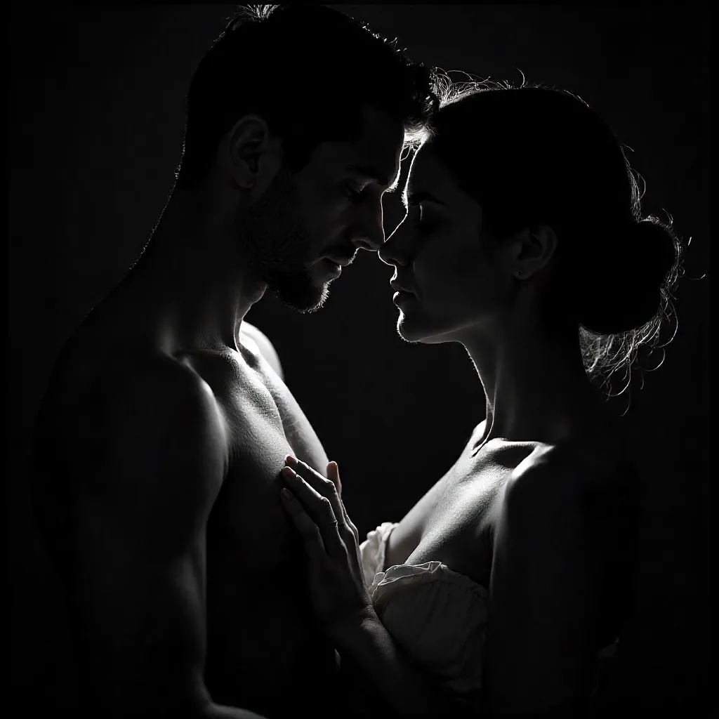 Emotional Black-and-White Portrait of an Intimate Couple