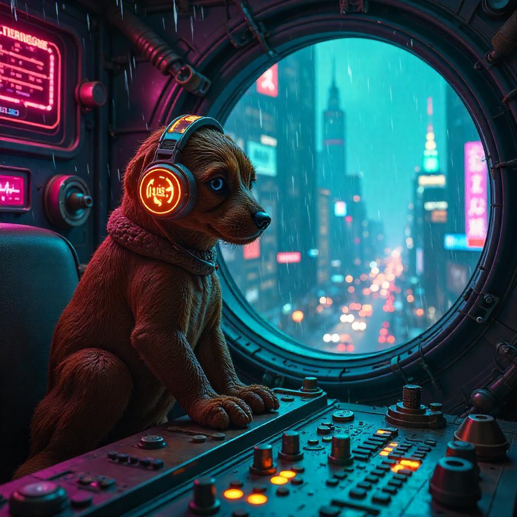 Neon Brownie in a Cyberpunk Time Machine