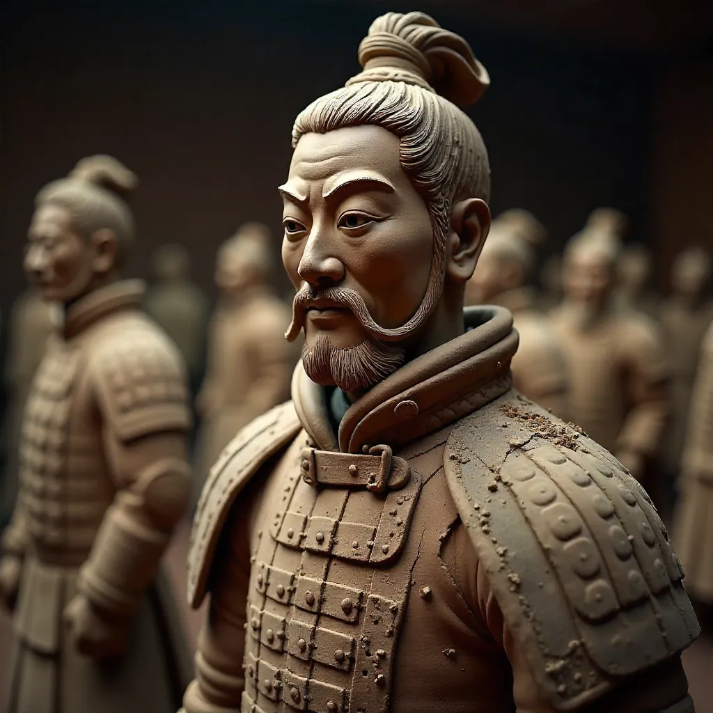 Hyper-detailed Close-Up: Qin Terracotta Warrior, Xi'an