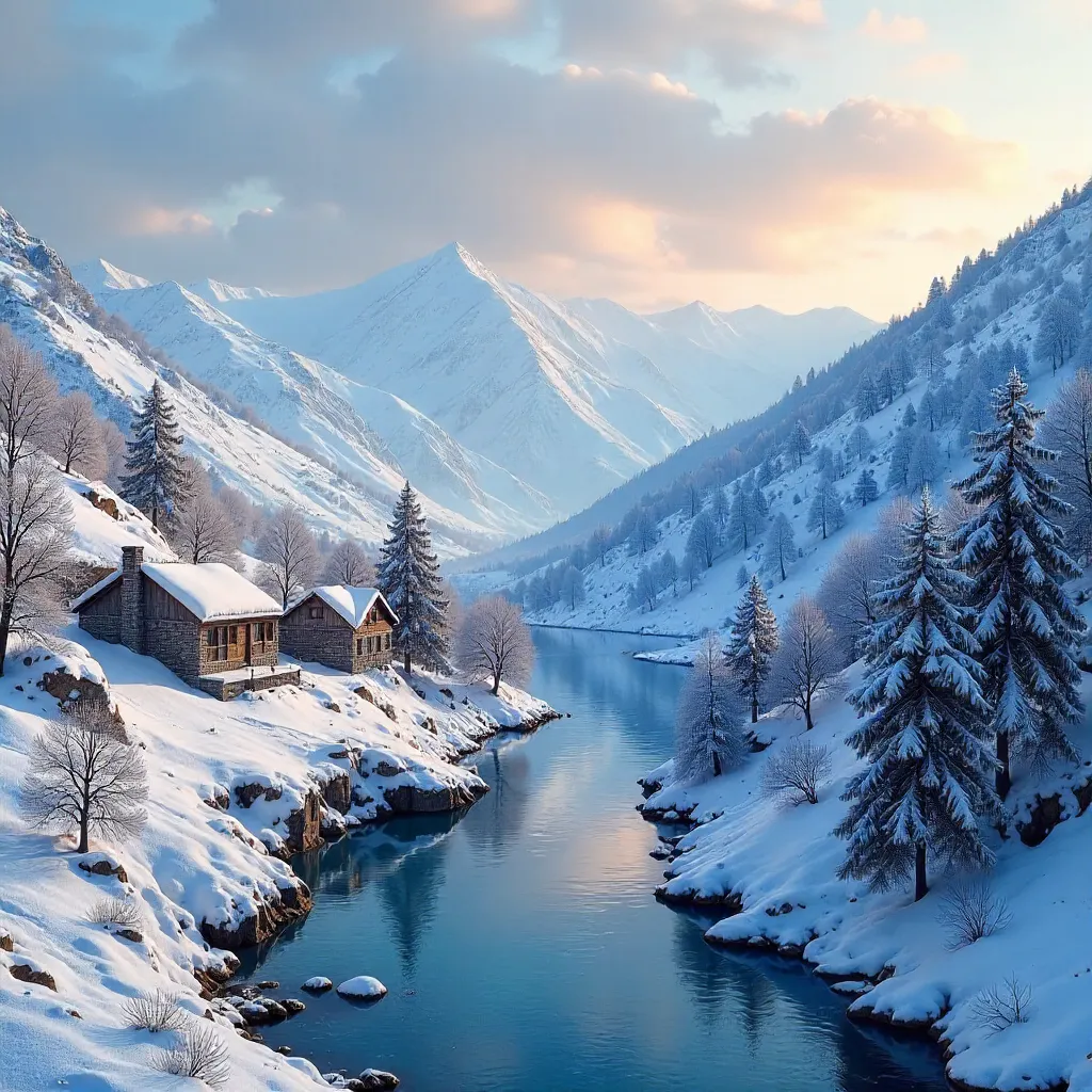 Serene Snow-Covered Hills of Kars, Türkiye