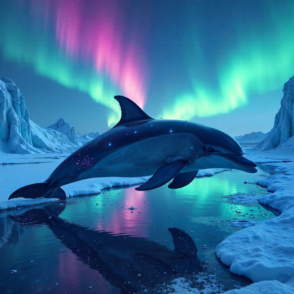 Cyberpunk Dolphin Across the Arctic Tundra