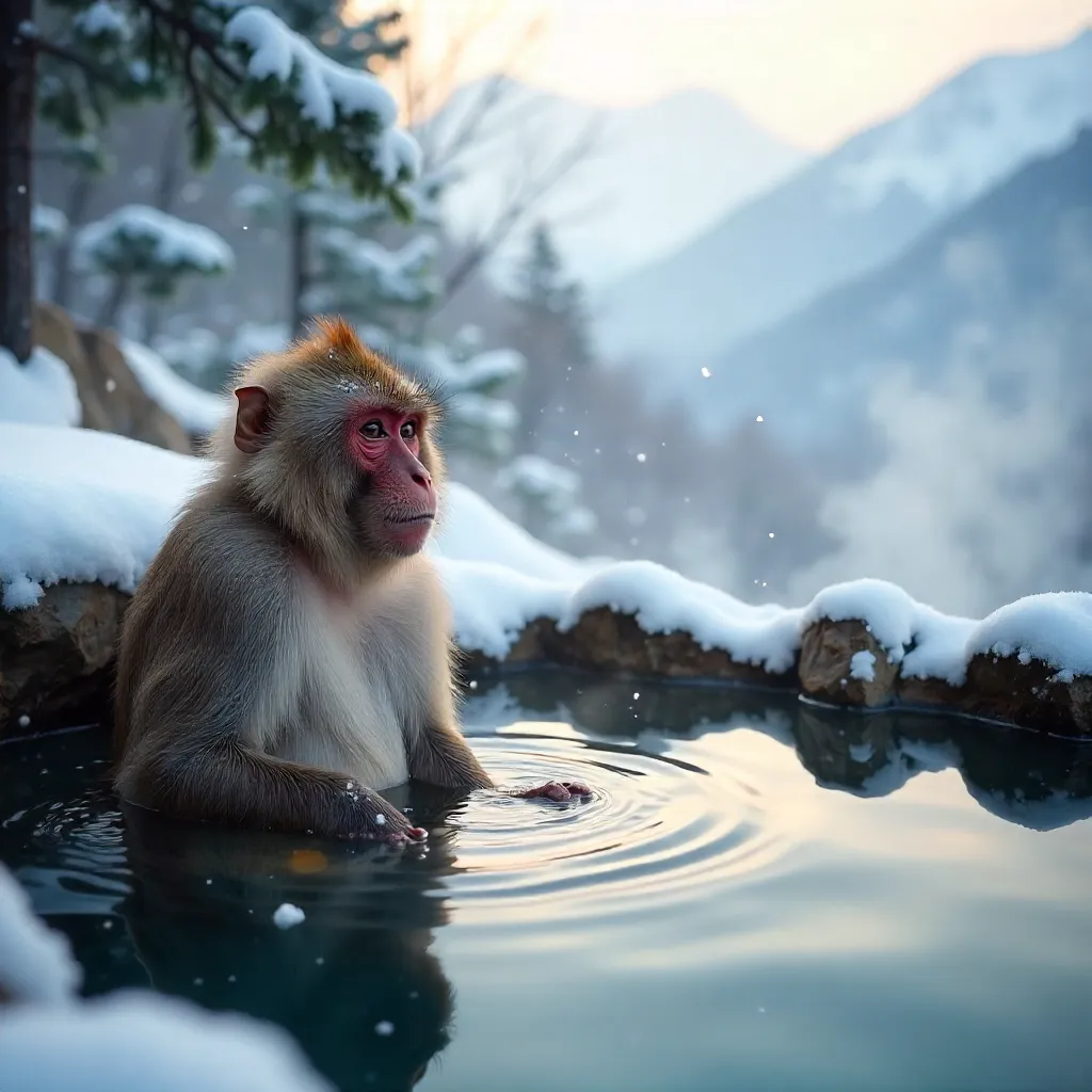 Snow Monkey in Yamanouchi Hot Spring, Nagano