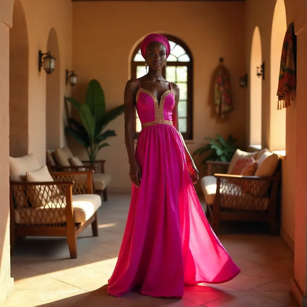 Elegant Pink Dress in Zanzibar Interiors