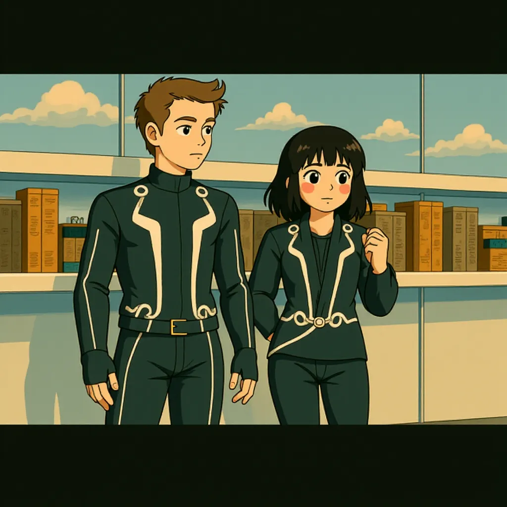 Olivia Wilde and Garrett Hedlund in Tron: Legacy (2010) - Anime style