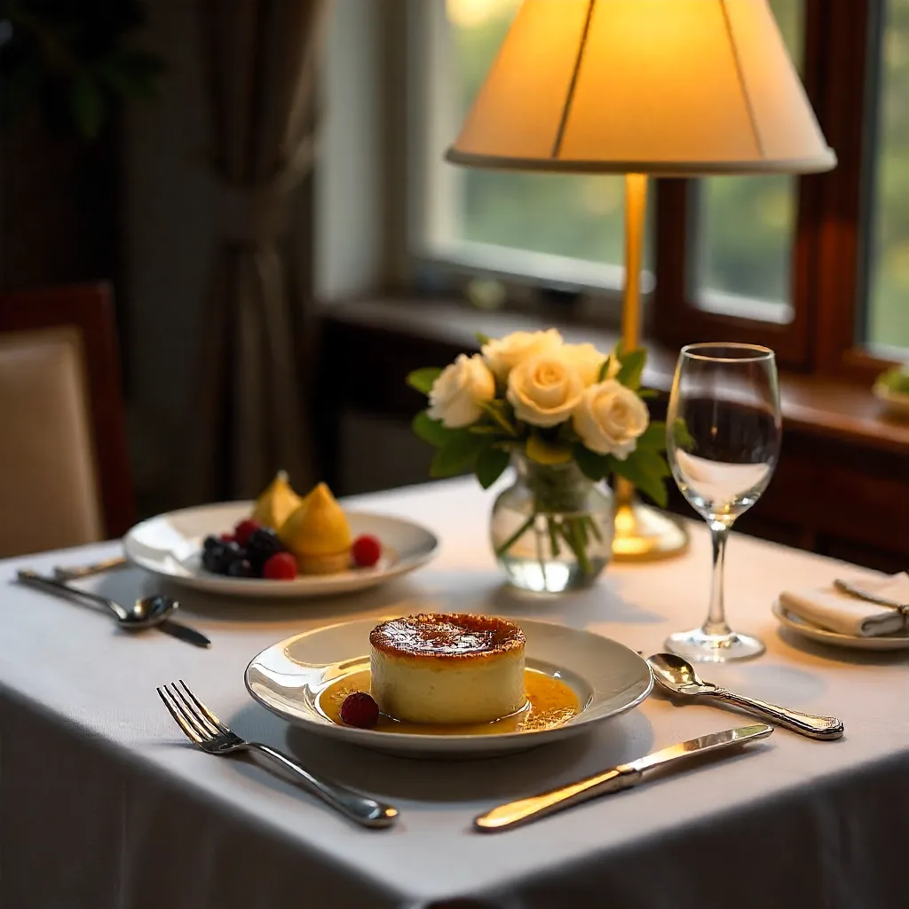 Elegant Dessert Evening Under Soft Lamp Light