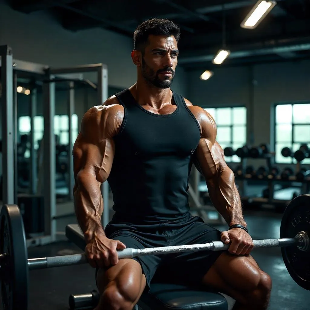 Photorealistic Athletic Latino Man in a Gym