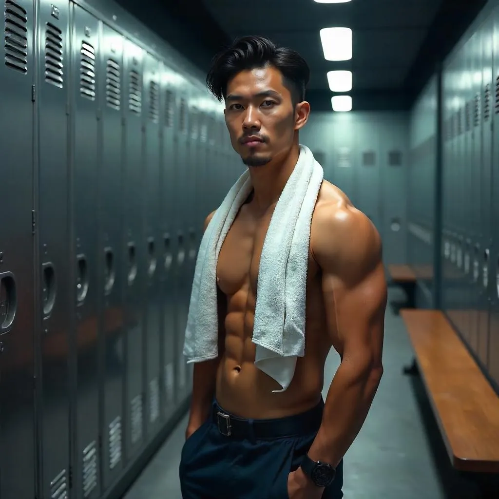 Professional Asian Man in a Locker Room - Digital Art