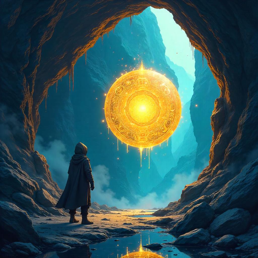 Mystic Orb in a Mountain Cave - Anime Style