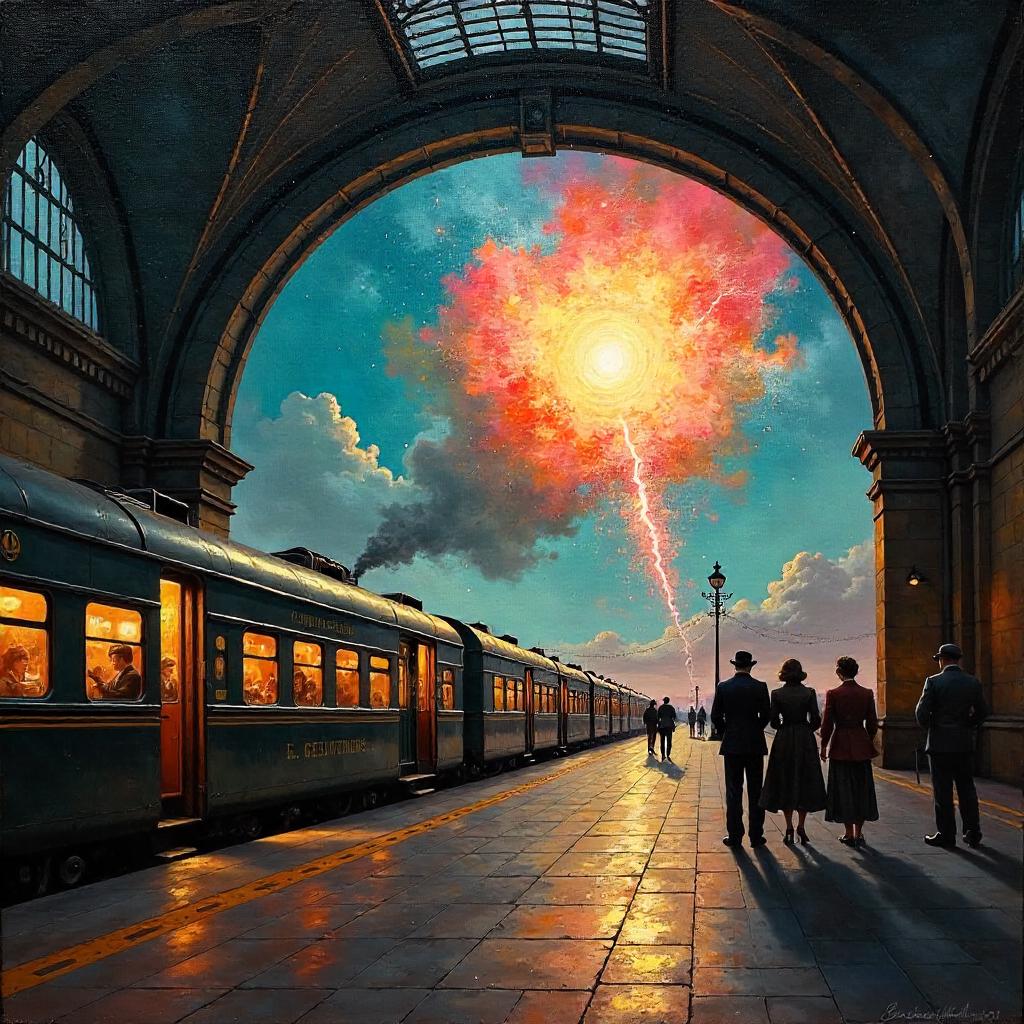 Supernova Over the Station: An Impasto Dream