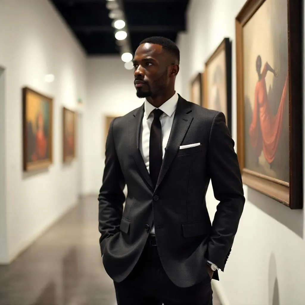 Professional Black Man in a Modern Art Gallery