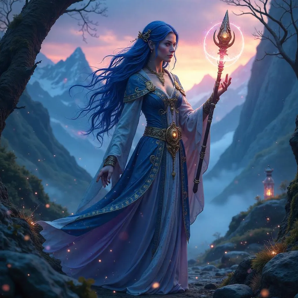 Photorealistic Sorceress in the Enchanted Realm