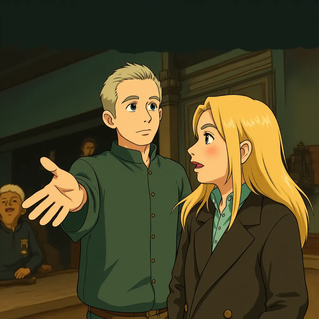 Ralph Fiennes, Jason Isaacs, and Tom Felton in Harry Potter and the Deathly Hallows: Part 1 (2010) - Anime style