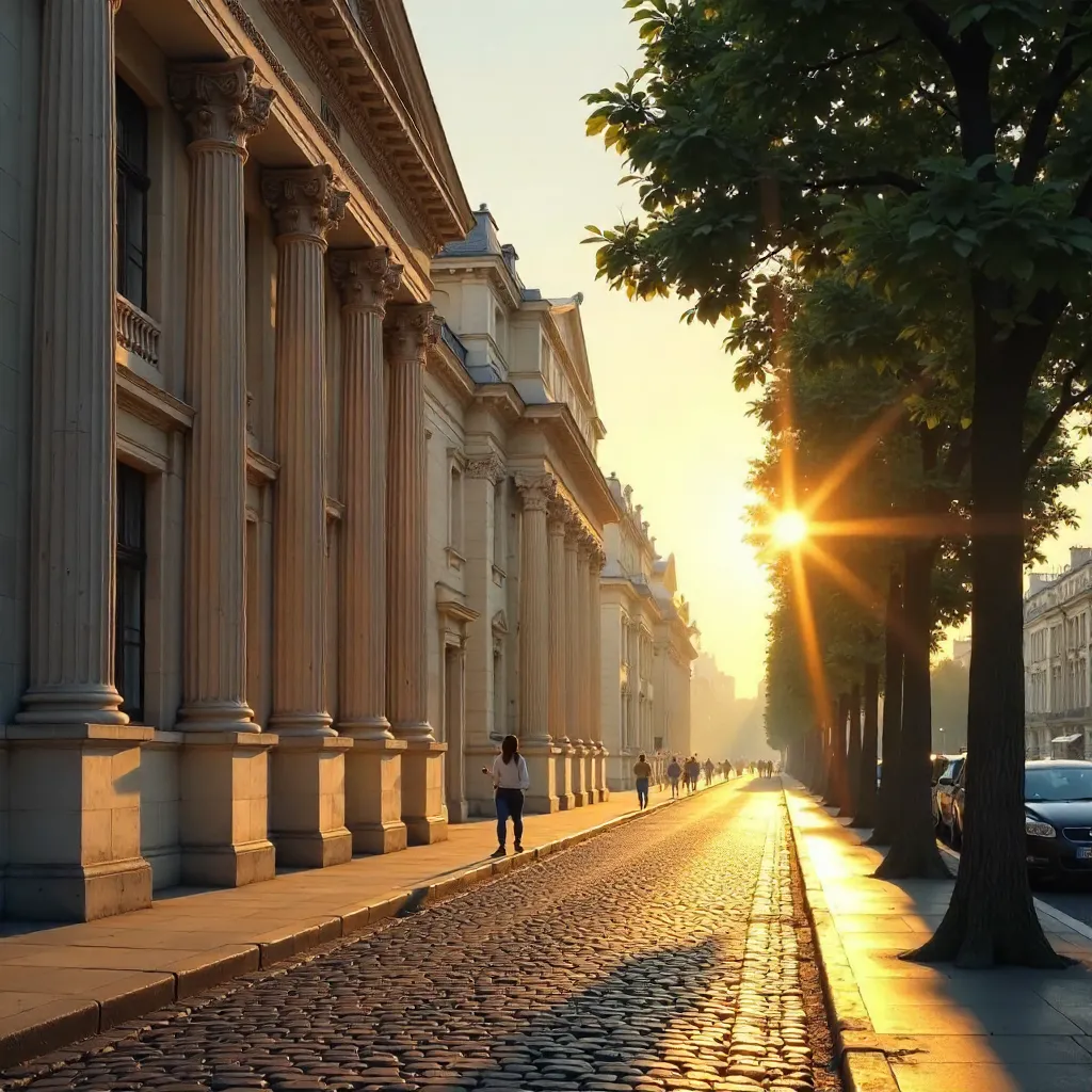 Golden Hour Neoclassical Paris View