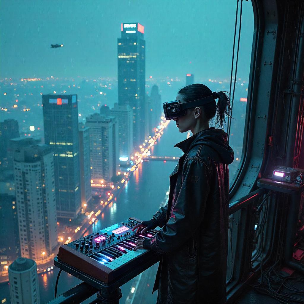 Neon Tower Concert: The Cyberpunk Musician