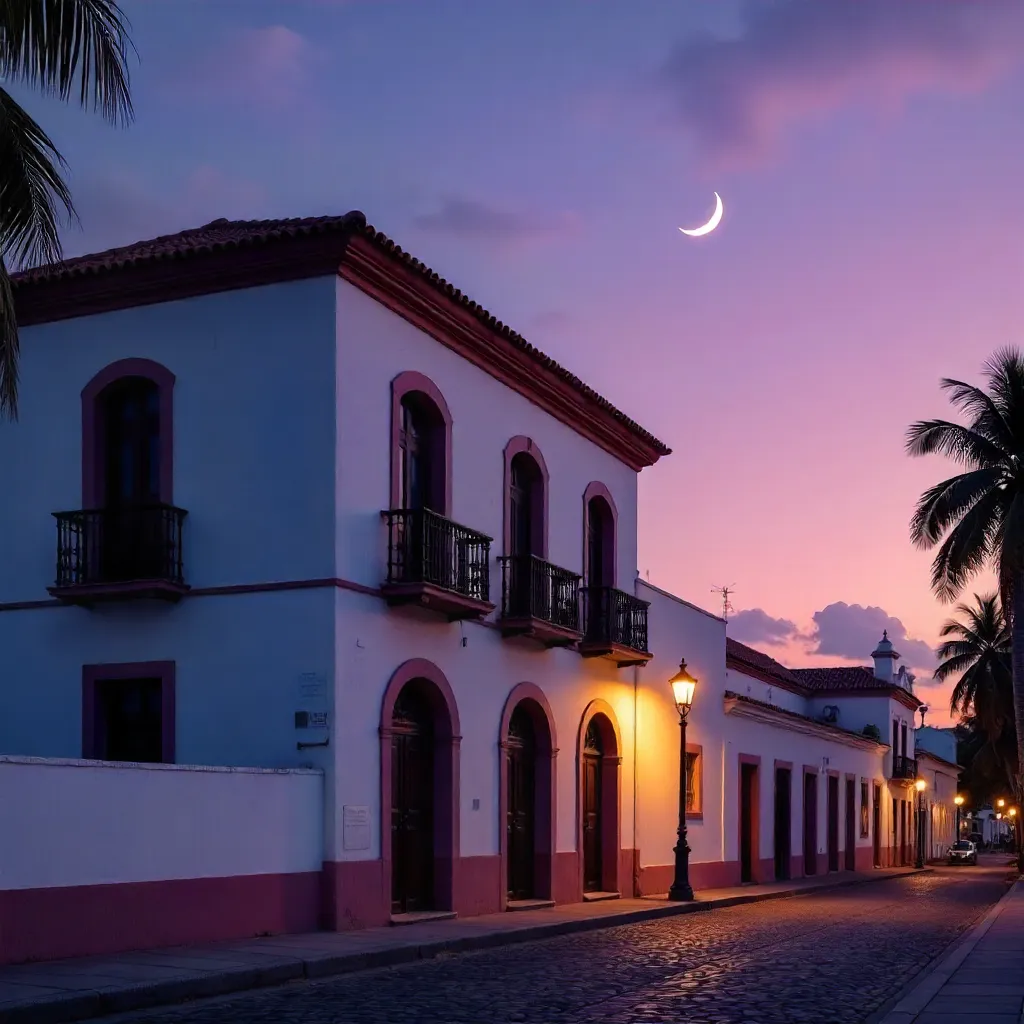 Twilight Moon over Mérida's Colonial Rooftop