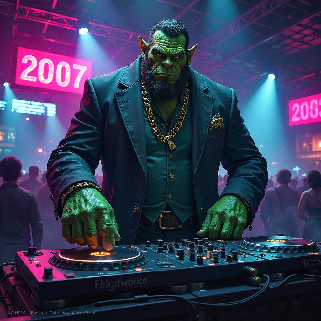 Neon Nightclub Ogre: Cinematic Concept Art
