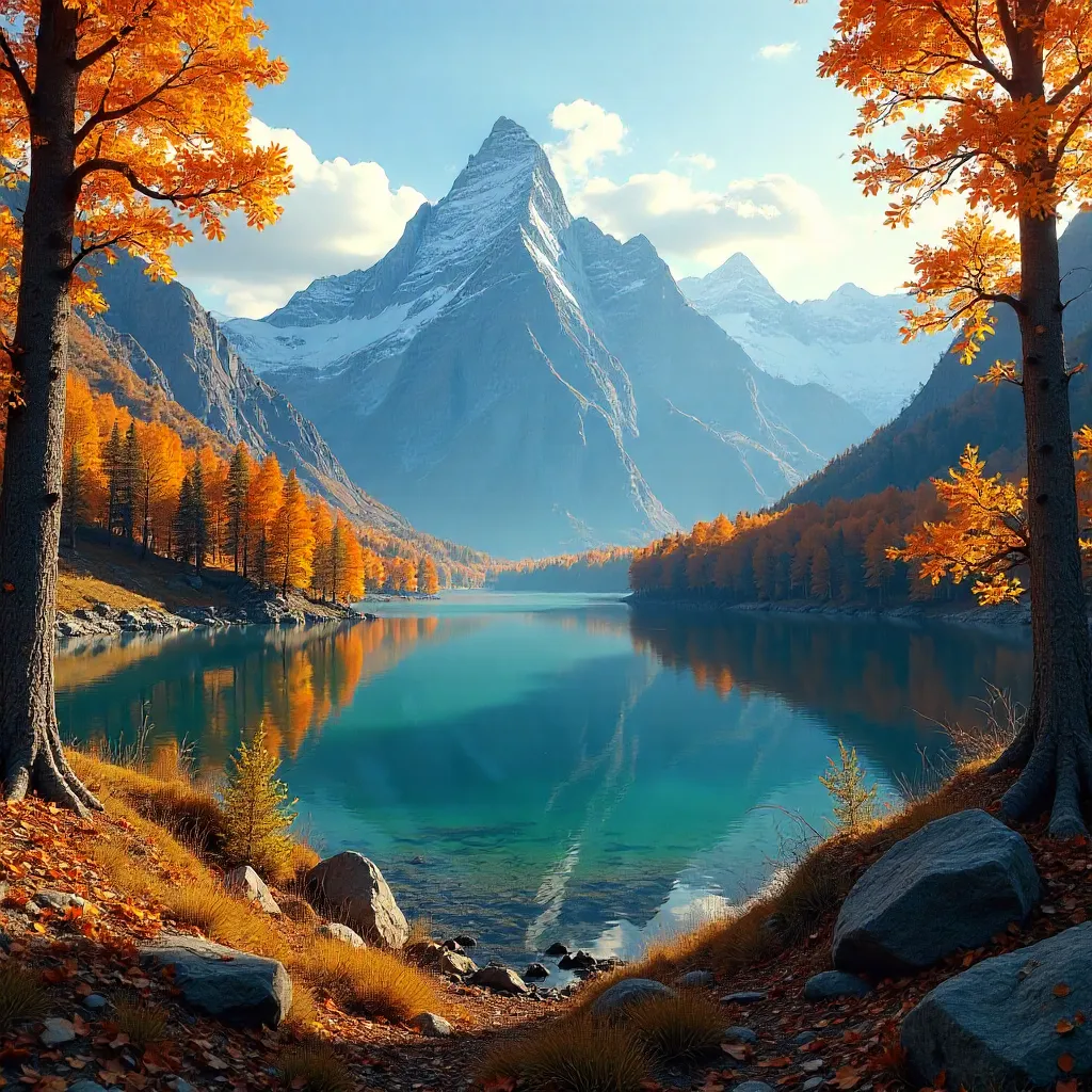 Golden Autumn Peaks: A Mountain Vista