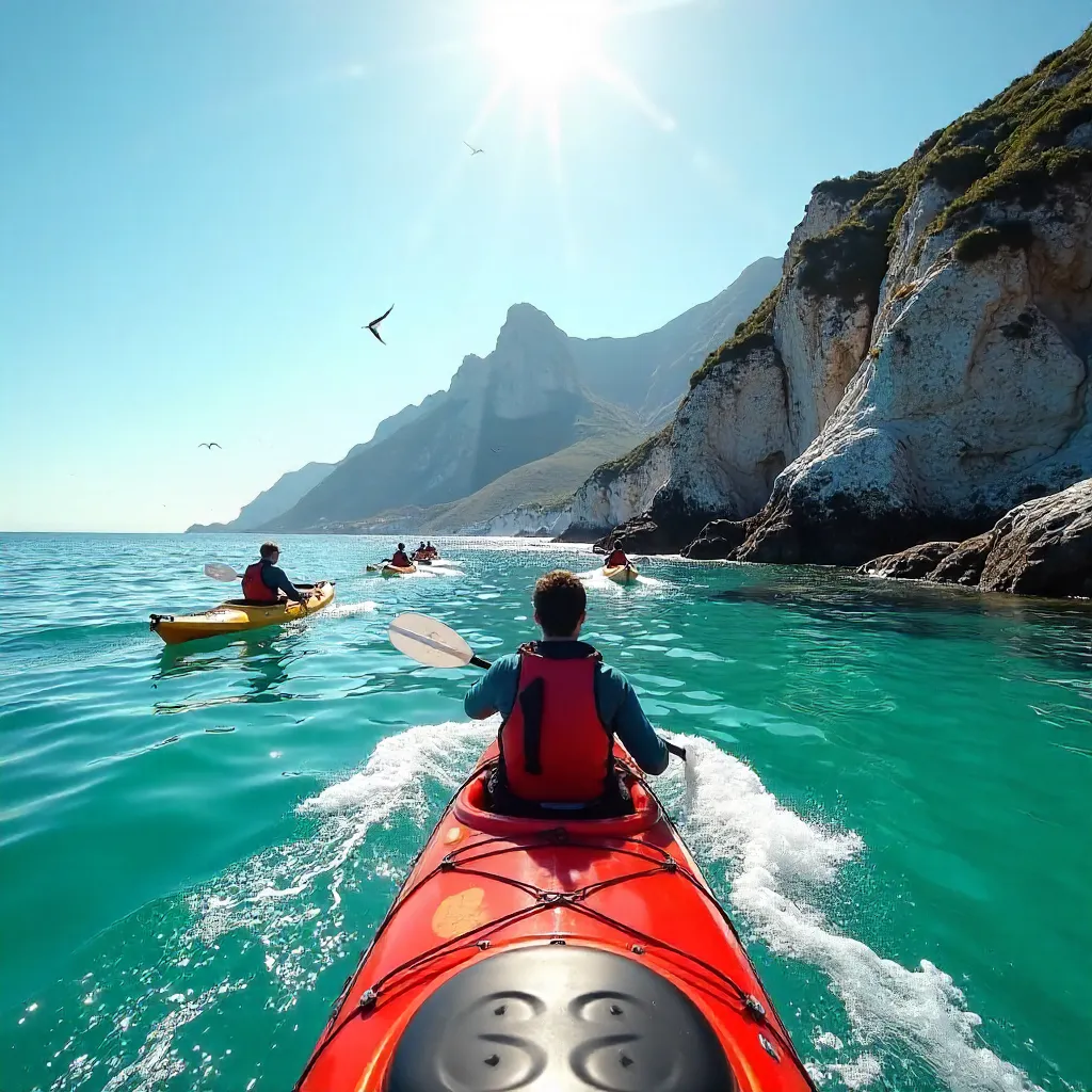 Kayakers Along Robberg Peninsula's Rugged SA Coast