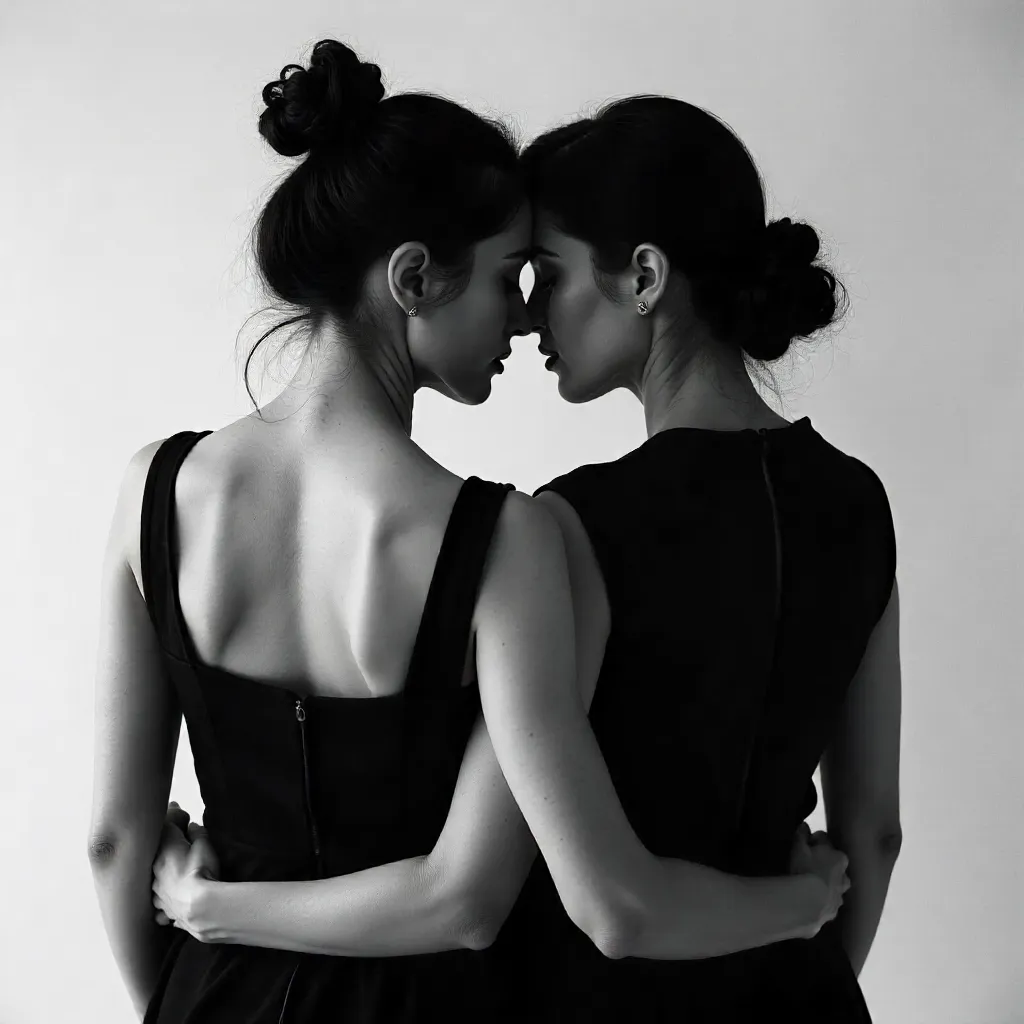 Quiet Bond: Two Women in Black-and-White Portrait
