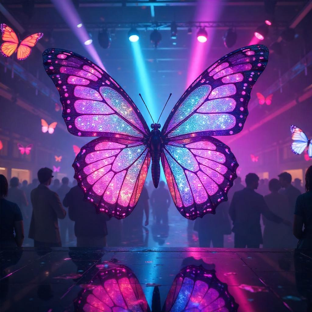 Neon Butterfly: Concept Art in a Nightclub