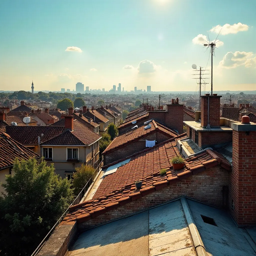 Golden Hour Rooftops Over a Serene Cityscape