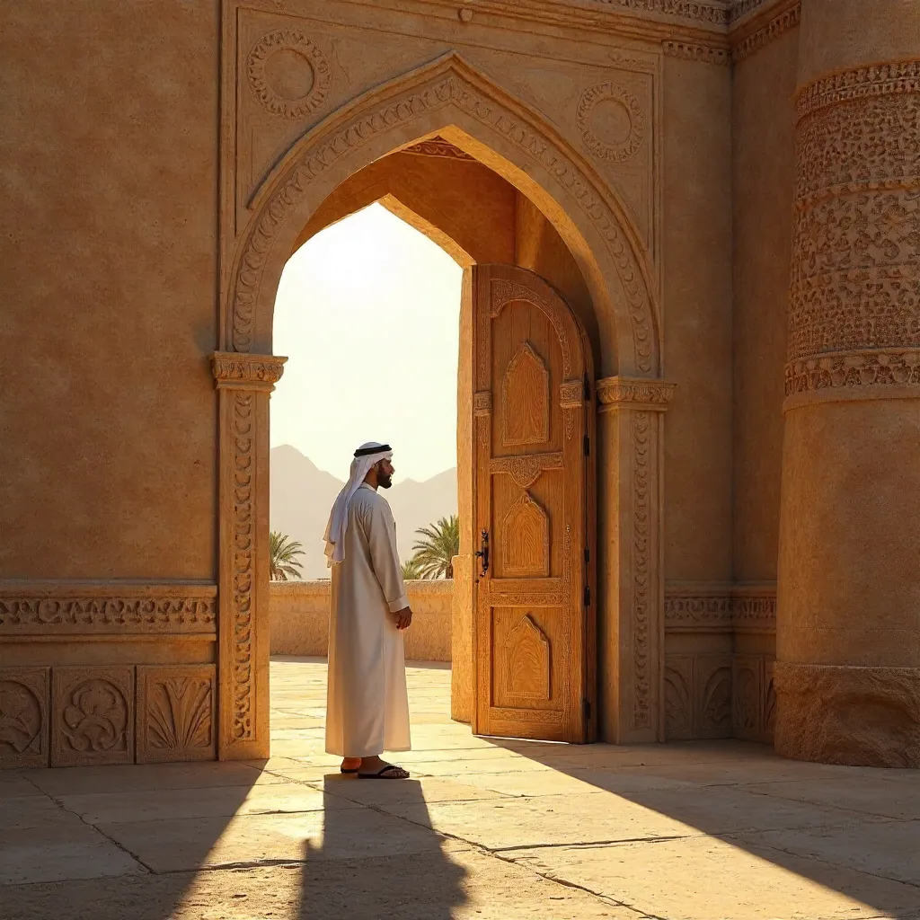 Man in Omani Attire by Nizwa Archway