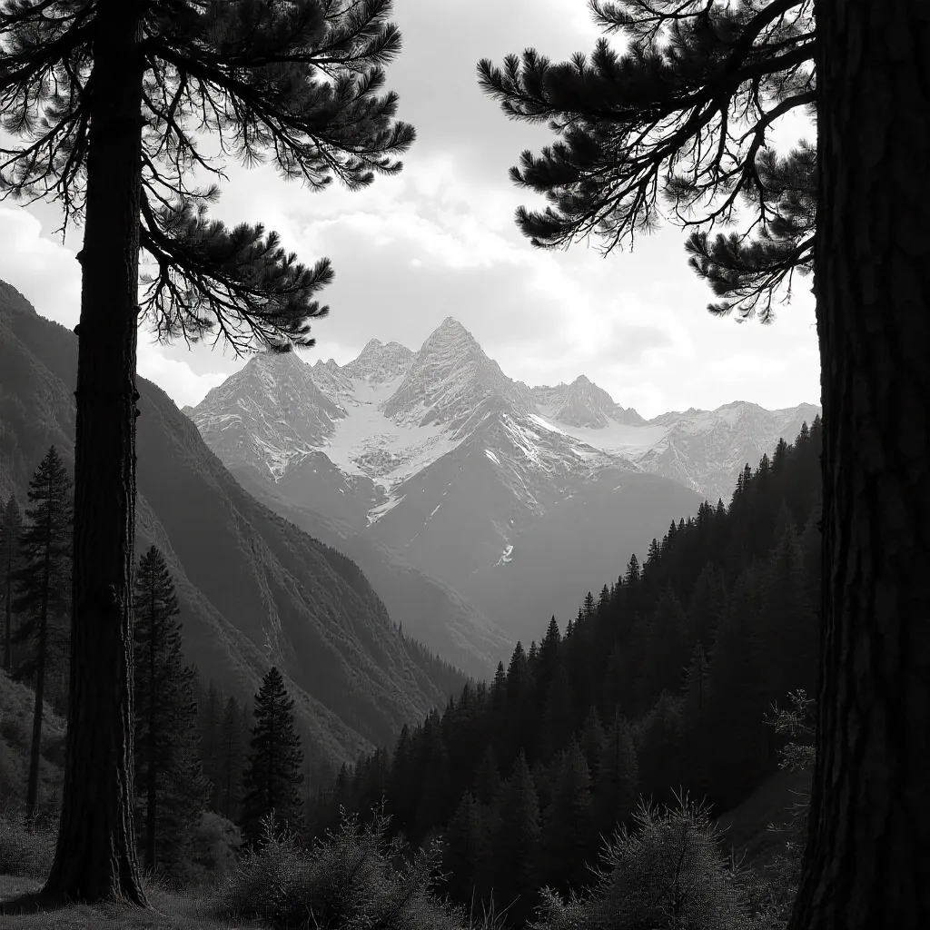 Framed Alborz: Tehran Mountains in Mono