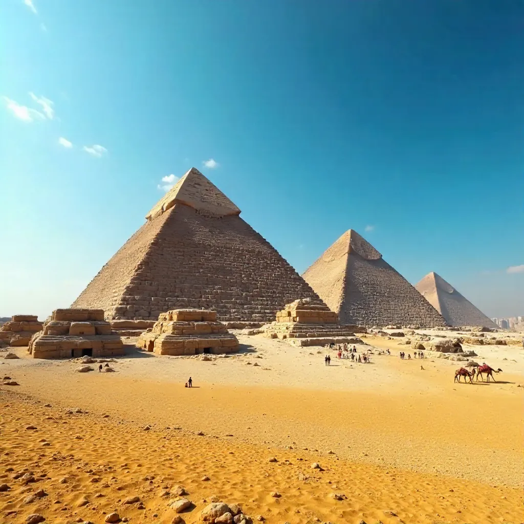 Breathtaking Pyramids of Giza under a Clear Sky, Cairo