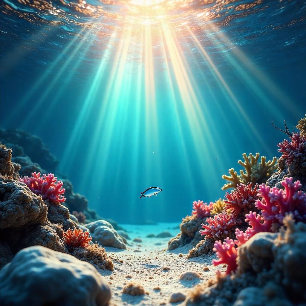 Underwater Rainbow — 3D Rendered Scene