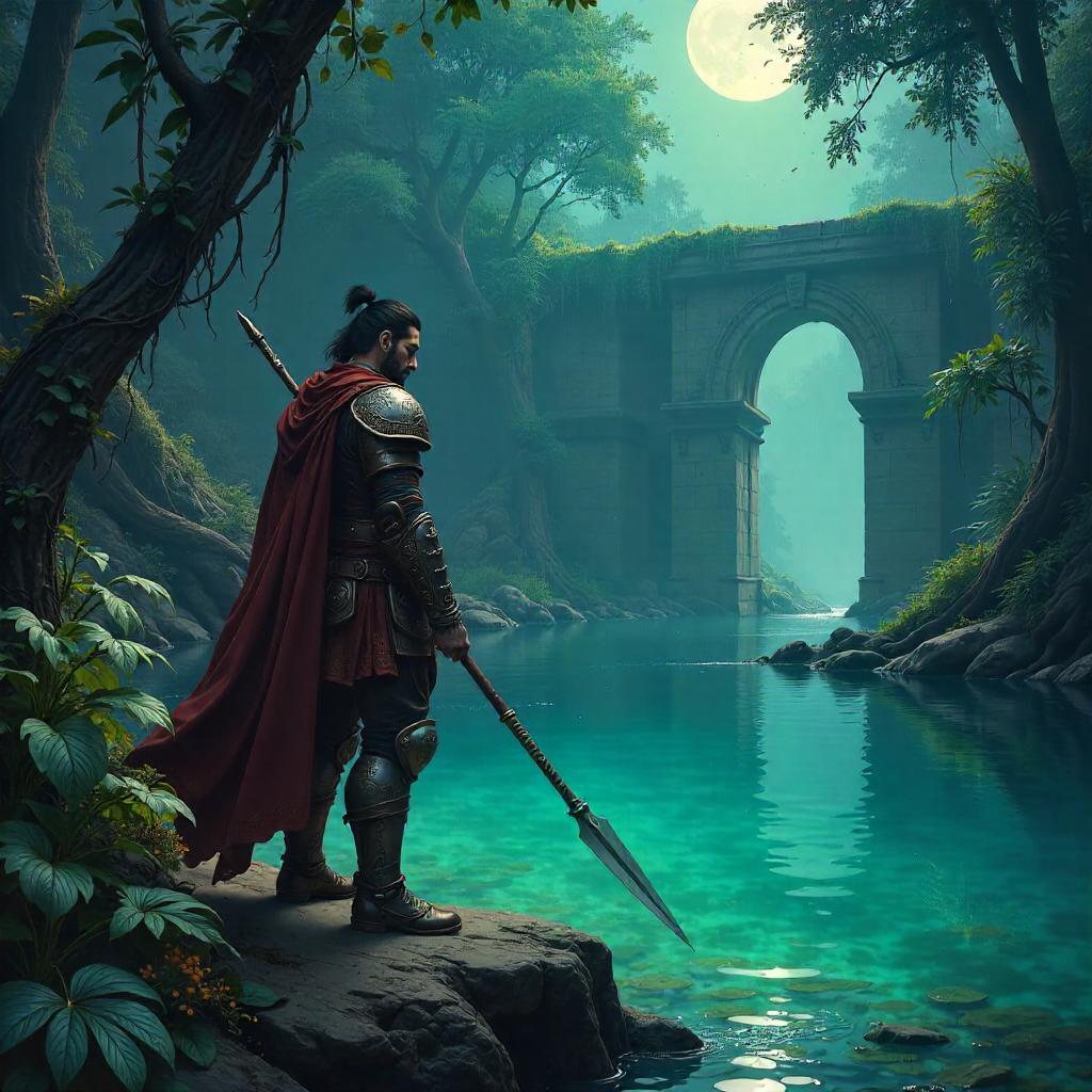 Warrior Knight in a Hidden Lagoon