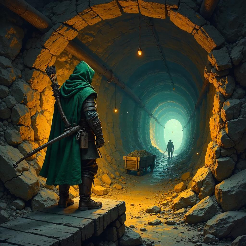 Ranger in a Dwarf Mine - Oil Painting