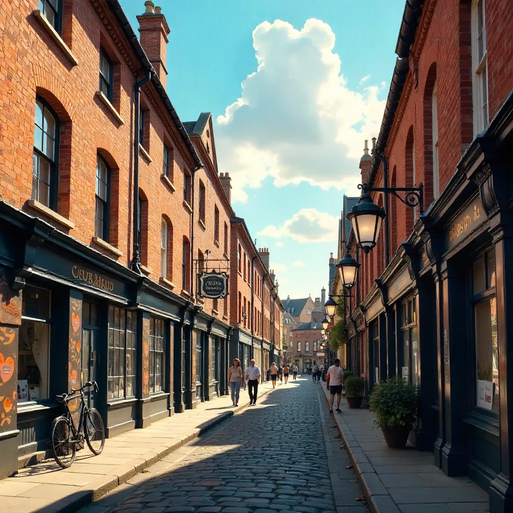 Sunlit York Street: Brick Facades Under Blue Sky