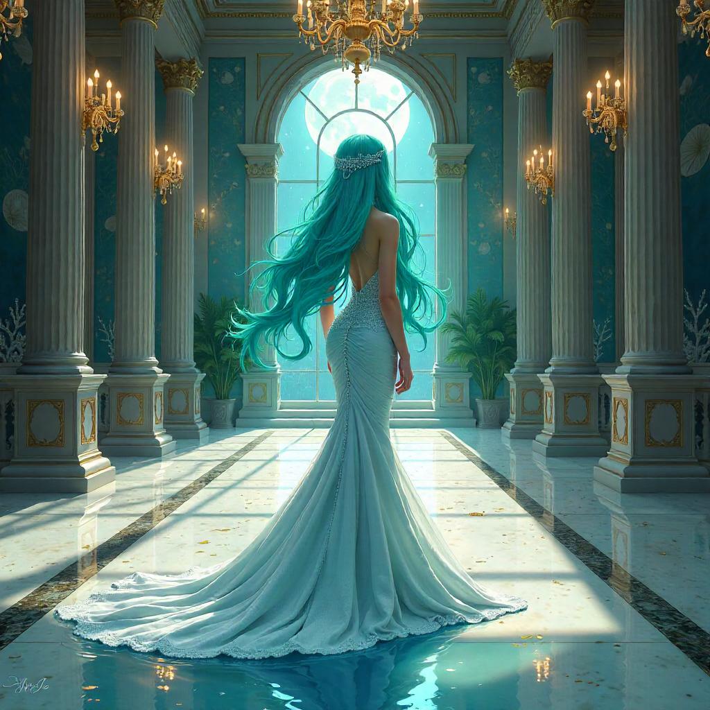 Siren in a Moonlit Mansion (Anime Style)