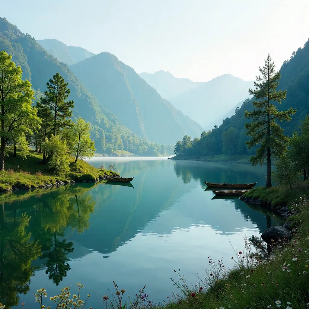 Spring Serenity on Artvin Lake, Türkiye