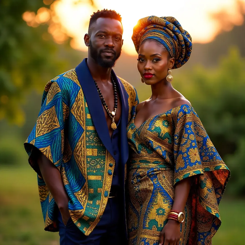 Vibrant Outdoor Portrait of Two in African Attire